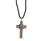 Catholica Shop カトリック宗教的服装 聖ベネディクト 木製十字架ネックレス（コード付） S ブラウン