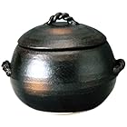 三鈴陶器(Misuzutouki) 萬古焼 ご飯土鍋 3合炊き ブラック 伊賀風 M4806