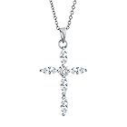 [Bling Jewelry] ブライダル絶妙な繊細なマーキス AAA キュービック ジルコニア宗教クロス ペンダント ネックレス女性十代の .925 スターリング シルバー