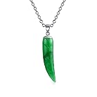 [Bling Jewelry] 保護歯のお守り本物の緑の翡翠宝石イタリア ホーン ペンダント ネックレス女性ティーン男性 .925 スターリング シルバーのため