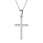 [Bling Jewelry] シンプルでミニマリストなチューブ小さな宗教ペンダントクロスネックレス、女性用ティーン用、磨かれた.925スターリングシルバー