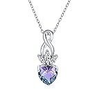 [Bling Jewelry] アレキサンドライトミスティックキュービックジルコニアクラウンAAA CZソリティア無限ペンダントハートネックレス女性.925スターリングシルバーのために変更する青紫色の火の虹の色