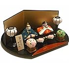 王朝雛セット 省スペースで飾れるひな人形　陶器製　手描き