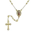 [Bling Jewelry] 「祈りのロザリオ、十字架の十字架、カトリックの聖母マリアのロザリオビーズネックレス、女性用ティーン向け、18Kゴールドメッキ真鍮製」