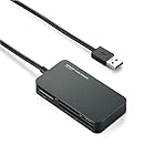 エレコム カードリーダー USB3.0 9倍速転送 スリムコネクタ ケーブル一体タイプ ブラック MR3-A006BK