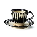 ヤマキイカイ カップ&ソーサ 黒 十草コーヒー 碗皿 カップ/12×10×高さ7.5cm、ソーサー/皿径13cm F1396