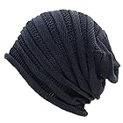 [エクサス]ニット帽 ジャガード タック付き 伸縮性あり 約65cm ブラック