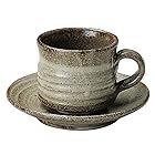 丸伊製陶 信楽焼 へちもん コーヒーカップ&ソーサー 灰刷毛 碗皿 容量約210ml 陶製 日本製 MR-3-3280
