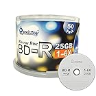 Smart Buy 50枚パック BD-R 25GB 6X ブルーレイ 1層 録画可能ディスク ロゴ入り 上面空白データ ビデオメディア 50枚ディスクスピンドル