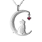 [ノベル] 月猫 ネックレス 誕生石対応 9月 誕生石 サファイア ネックレス 猫 ペンダント