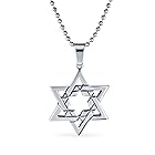 [Bling Jewelry] 「ユニセックスの男性用宗教的なマゲン・ユダヤのハヌカのダビデの星のペンダントネックレス、男性のバーミツバ、ボールチェーン付きステンレススチール」