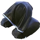 寝顔を見せずにぐっすり眠れる 安眠 フード付き ネックピロー 日本製 ブラック×ブルー