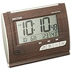 リズム(RHYTHM) 目覚まし時計 電波時計 デジタル 温度 ・ 湿度 カレンダー 付 茶 (木目仕上げ) フィットウェーブD165 8RZ165SR06