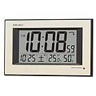 セイコークロック(Seiko Clock) セイコー クロック掛け時計 自動点灯 電波 デジタル カレンダー 温度 湿度 表示 夜でも見える 薄金色 パール SQ438G