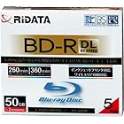 ライテック製 RiDATA 片面2層　50GB 長時間録画対応　一回録画用ブルーレイディスク BD-R スリムケース 5枚入り　BD-R260PW 6X.5PSC A