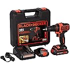 ブラックアンドデッカー(BLACK+DECKER) コードレス ドリルドライバー DIY 電動工具 穴あけ 締付工具 18V リチウム 電池 2個付き BDCDD186K2