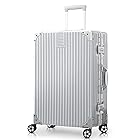 [タビトラ] スーツケース 大型 人気 キャリーバッグ 安心一年サービス TSAロック搭載 旅行用品 出張 超軽量 大容量 静音 8輪 アルミフレーム 77L 5.1KG シルバー L