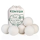 KINTOR ウールドライヤーボール XL 6個パック 2.95インチ ニュージーランドウール100% オーガニック柔軟剤 低刺激性 赤ちゃんに安全 無香料 化学物質不使用 しわや静電気による粘着性 乾燥時間を短縮。