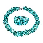 [Bling Jewelry] 大きい広い安定させたトルコ石の集りの破片は女性の宝石類のセットのための帯の声明襟のネックレスの伸張のブレスレットを選抜する