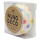 KAWAGUCHI(カワグチ) NUNO DECO TAPE ヌノデコテープ 1.5cm幅 1.2m巻 しろいカラフルスター オーキッドホワイト 11-860