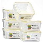 Komax Biokips 食品保存容器 ? 正方形の食品容器 ? 蓋つき密閉容器 ? BPAフリーキッチンストレージコンテナ ナッツ、チョコレート、豆などを収納(6個セット、37オンス)