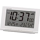 リズム(RHYTHM) 目覚まし時計 電波時計 温度計・湿度計付き フィットウェーブD193 白 9.3×14.5×4.1cm 8RZ193SR03