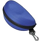 メガネケース ウレタン セミ ハードケース サングラス 大きめフレーム用 (ファスナー式 フック付き) ブルー 2282-02