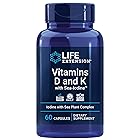Life Extension, ビタミンD3とK2、＆ヨウ素、60カプセル, (天然ビタミンD3: コレカルシフェロール, K2: MK-4 & MK-7)、Cholecalciferol, Menaquinone-7, 【海外直送品】