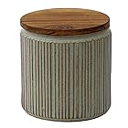 LOLO | キャニスター 灰 | 420ml | 陶器 | チーク | 木蓋 | 保存容器 | 日本製 | 和食器 |