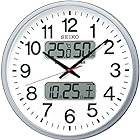 セイコークロック(Seiko Clock) 掛け時計 オフィスタイプ 電波 アナログ 大型 カレンダー 温度 湿度 表示 銀色 メタリック KX237S