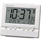 リズム(RHYTHM) 電波時計 目覚まし時計 アラーム 温度 湿度 カレンダー 白 9.1×10.5×5.2cm 8RZ201SR03
