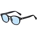 [SHEEN KELLY] 偏光ヴィンテージラウンドサングラスオタク女性カラフルな 夏のアイウェアブラックフレームは、レンズを介して参照してくださいRetro Round Sunglasses