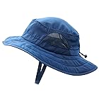 [コネクタイル] キッズ UPF 50+ サファリハット 紫外線 UVカット ハット 子供 通園 通学 帽子 調整可能 (ネイビーブルー)