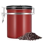 コーヒー豆 保存容器 コーヒーキャニスター ステンレス 密閉 おしゃれ コーヒー貯蔵缶 大容量 キッチン用品 1.5L(ワインレッド)
