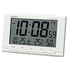 セイコークロック(Seiko Clock) 置き時計 白 本体サイズ:9.1×14.8×4.7cm 目覚まし時計 電波 デジタル カレンダー 温度 湿度 表示 SQ789W