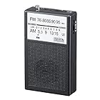 ヤザワ AM・FMハンディラジオ デジタル方式 モノラルイヤホン付 ブラック RD21BK