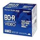 BD-R ブルーレイディスク 6倍速 映像用デジタル放送対応 インクジェットプリンタ対応20枚5mmスリムケース入り