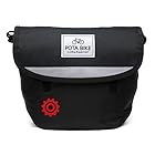 POTA BIKE(ポタバイク) シンプルフロントバッグ for ミニベロ (ブラック生地/赤マーク)