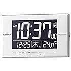 リズム(RHYTHM) 目覚まし時計 電波時計 温度計 カレンダー LED ライト式 白 12x19.4x2.1cm 8RZ209SR03