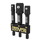 LEXIVON インパクトグレードソケットアダプターセット、76.2mm (3インチ) ホルダー付延長ビット | 6.35mm (1/4インチ)、9.5mm (3/8インチ)、12.7mm (1/2インチ) ドライブの3点セット、電動ドリルを高ト