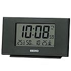 セイコークロック(Seiko Clock) 置き時計 黒メタリック 本体サイズ:7.8×13.5×3.8cm 目覚まし時計 電波 デジタル カレンダー 温度 湿度 表示 SQ790K