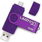 LEIZHAN 32GB メモリー USB フラッシュドライブ Android パープル 回転式 人気 USB OTG 3.0 マイクロ ペンドライブ 携帯電話用 高速 (32GB, purple)