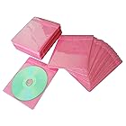 HAPLIVES CD/DVD/ブルーレイスリーブ 両面リフィルプラスチックスリーブ CD/DVDストレージバインダー用 100枚パック (ピンク)