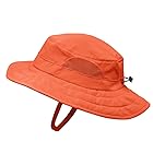 [コネクタイル] キッズ UPF 50+ サファリハット 紫外線 UVカット ハット 子供 通園 通学 帽子 調整可能 (オレンジ)