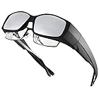 ARay オーバーサングラス メンズ UV400 紫外線カット 偏光レンズ メガネの上から掛け 偏光サングラス スポーツサングラス レディース ドライブ/自転車/釣り/野球/テニス/スキー/ランニング/ゴルフ (ブラック, シルバー)
