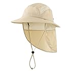 [コネクタイル] キッズ 夏 UPF 50+ フラップキャップ 速乾 つば広 日よけ帽子 UVカット サファリハット 子供 男の子 ライトカーキ