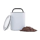 Airscapeコーヒー収納キャニスター(コーヒー豆約1.1ｇ保存可能)‐エクストララージサイズの保存缶、二法操作式のフタが空気を外に押し出し食料品の鮮度を保つ (マットグレー)