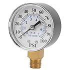 NPT 1/4 ""圧力計0-100psi 0-7bar、エアウォーターオイル油圧ダブルスケール圧力計、バー/PSI測定用万能圧力計。