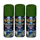 アサヒペン 高耐久ラッカースプレー ３００ＭＬ ローングリーン スプレー用箱入り ３本セット