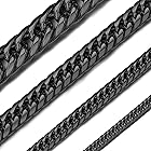 [ChainsHouse] 喜平 ネックレス メンズ チェーンのみ 錆びない ステンレスチェーン 黒 ブラック 長さ56cm 幅3.5mm